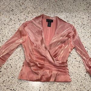 Cachet peach pink iridescent back zip blouse 4 pastel